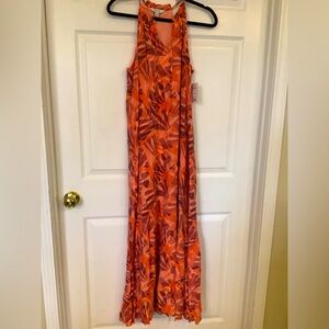 NWT Nine West Coral Tropical Print Maxi Dress Sz. M